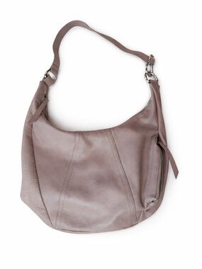 HOBO Taupe Leather Hobo Bag Slouchy Shoulder Purse Minimal Quiet Luxury